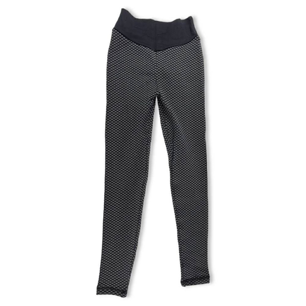 Honeycomb ruching Gray/Black Leggings Medium